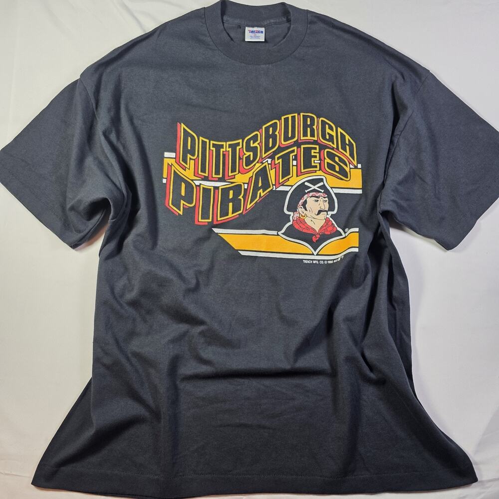 Vintage 1990 Pittsburgh Pirates T Shirt XXL Single Stitch Trench USA MLB